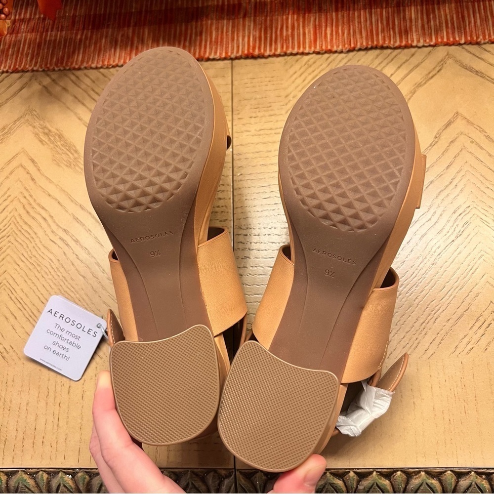 NWT NIB Aerosoles Camera Comfortable Women’s Platform Sandal in Nude Leather 9.5 - Picture 12 of 16
